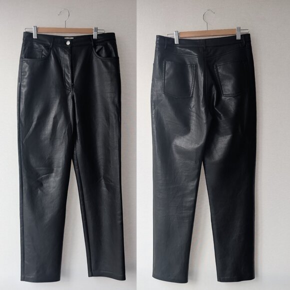 WILFRED Black Faux-Leather Straight Leg Pants - Picture 1 of 2